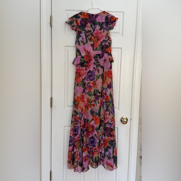 Aqua Floral Ruffle Maxi Dress - Picture 3 of 3